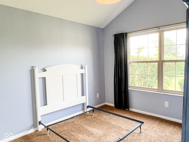 16657 Brownstone Ct, Westfield, IN 46074 - unfurnished bedroom featuring vaulted ceiling, carpet, and baseboards