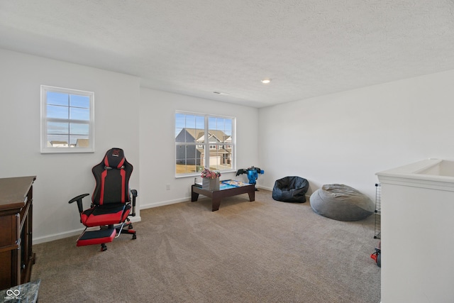 6903 Aster Dr, Pendleton, IN 46064 - exercise area featuring carpet, healthy amount of natural light, a textured ceiling, baseboards, and recessed lighting