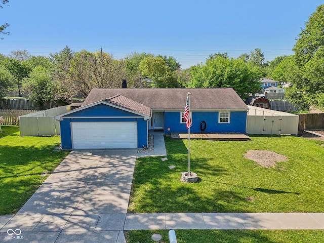 single story home with a garage and concrete driveway
