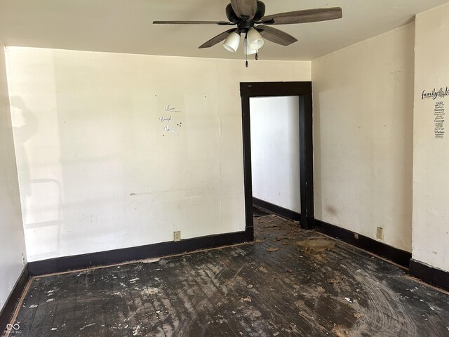 205 N Sheffield Ave, Indianapolis, IN 46222 - spare room with wood-type flooring, ceiling fan, and baseboards