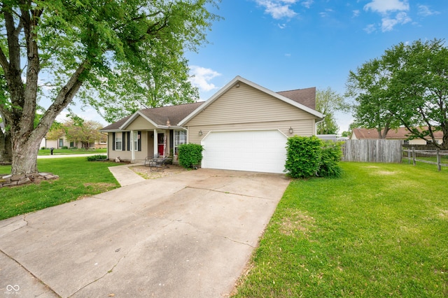 ranch-style house featuring a garage, driveway, and a shingled roof