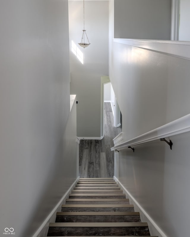 6491 Enclave Blvd, Greenwood, IN 46143 - stairway with wood finished floors and baseboards