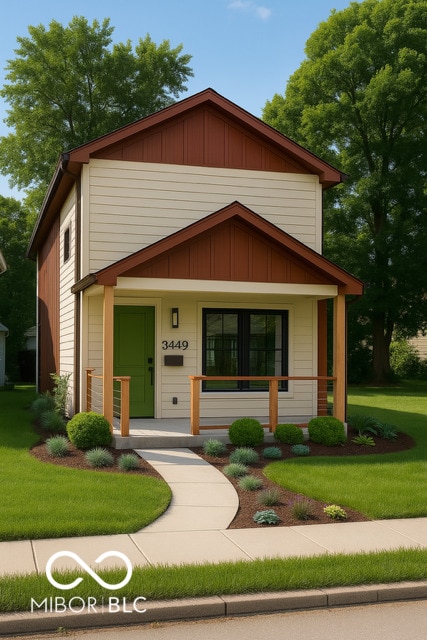 3449 N Kenwood Ave, Indianapolis, IN 46208 - view of front of home with a front yard and covered porch