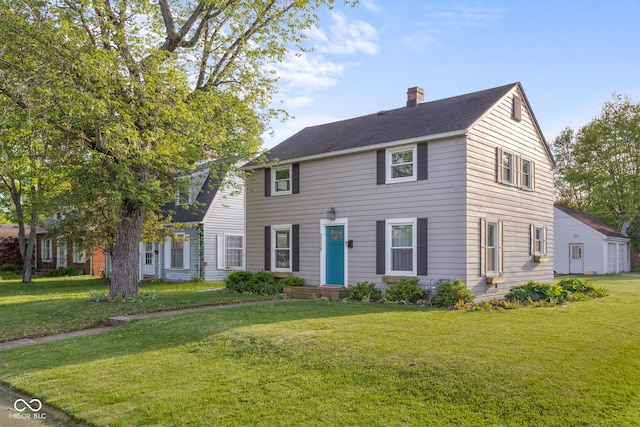 2336 Sycamore St, Columbus, IN 47201 - colonial inspired home featuring a chimney and a front lawn