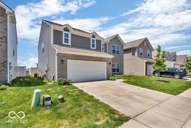5256 Bramwell Ln, Whitestown, IN 46075 - traditional-style house with concrete driveway, an attached garage, central AC, and a front yard