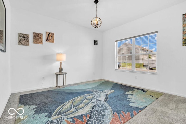 5256 Bramwell Ln, Whitestown, IN 46075 - carpeted spare room with a chandelier and baseboards