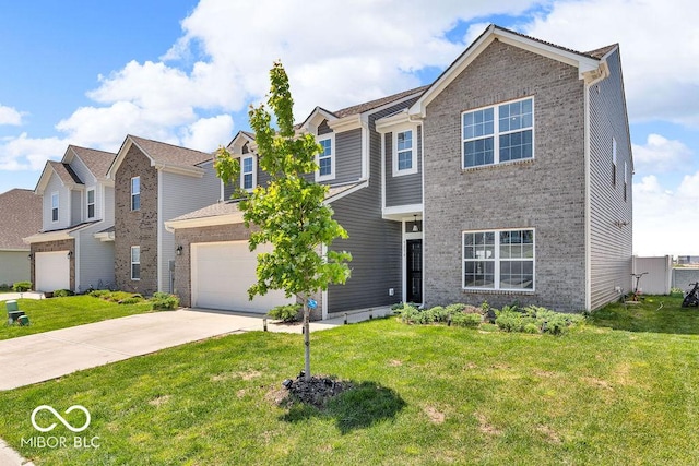 5256 Bramwell Ln, Whitestown, IN 46075 - traditional-style home with driveway, a garage, a front yard, and brick siding