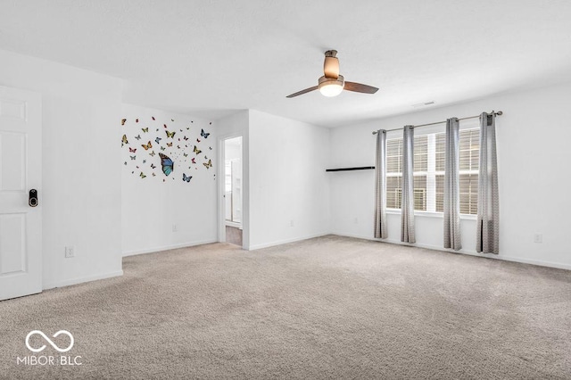 5256 Bramwell Ln, Whitestown, IN 46075 - empty room with ceiling fan, carpet floors, and baseboards