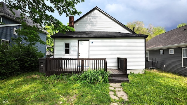 1148 N Pershing Ave, Indianapolis, IN 46222 - back of house with a deck and a chimney