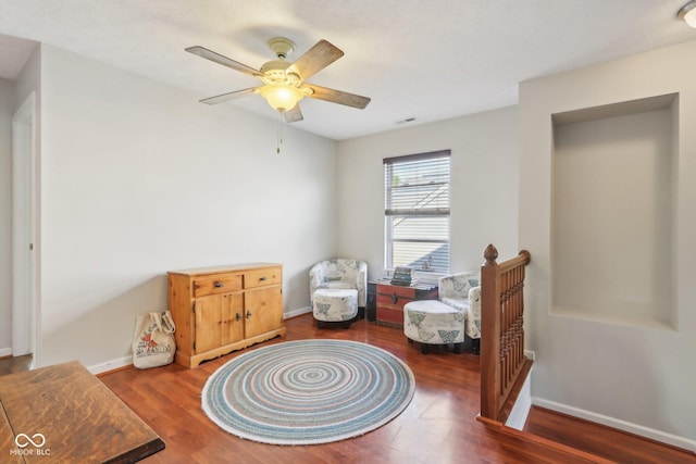 13063 E 131st St, Fishers, IN 46037 - sitting room featuring wood finished floors, a ceiling fan, and baseboards