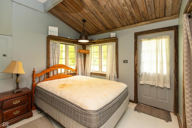 7730 Bear Creek Rd, Morgantown, IN 46160 - bedroom with lofted ceiling and wooden ceiling