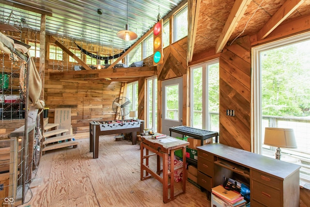 7730 Bear Creek Rd, Morgantown, IN 46160 - rec room featuring wood finished floors and wooden walls