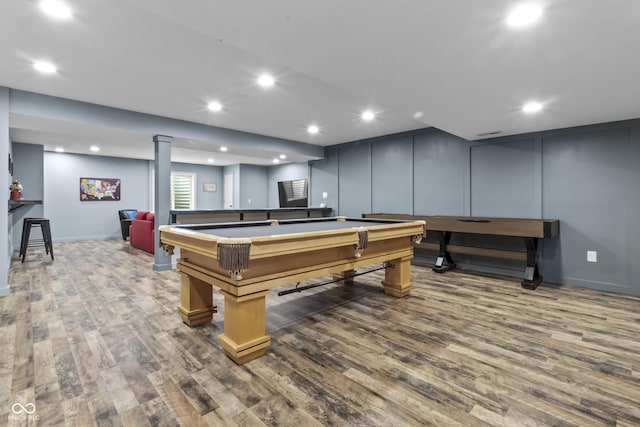 952 Workington Cir, Westfield, IN 46074 - game room featuring wood finished floors, recessed lighting, a decorative wall, and billiards table