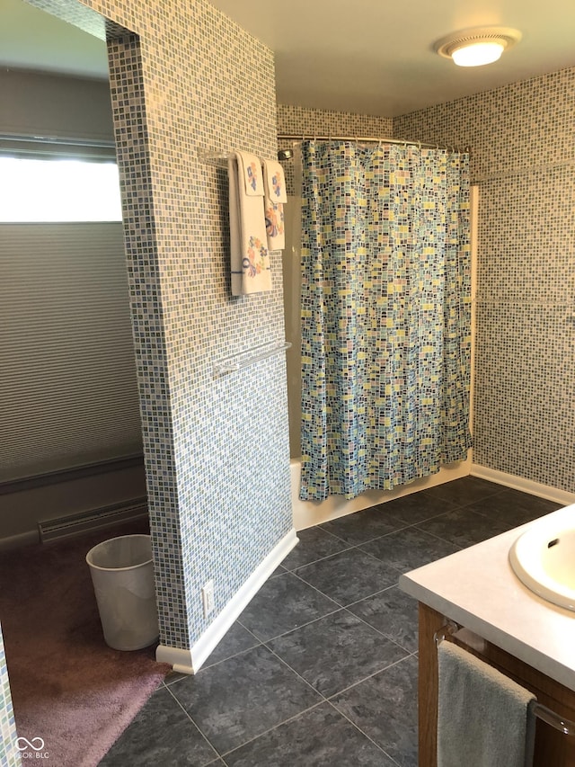 3619 31st St, Columbus, IN 47203 - bathroom featuring tile patterned floors and vanity