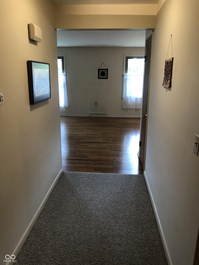 3619 31st St, Columbus, IN 47203 - hall with plenty of natural light, baseboards, and carpet flooring