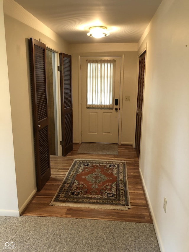 3619 31st St, Columbus, IN 47203 - doorway to outside with baseboards and wood finished floors