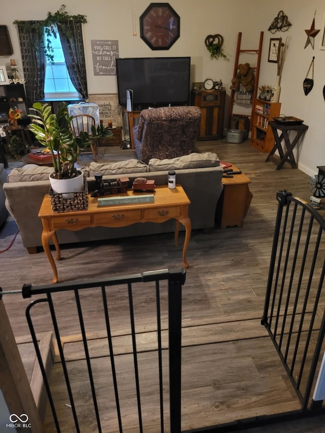 living room with wood finished floors