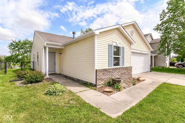 view of property exterior with brick siding, driveway, and an attached garage