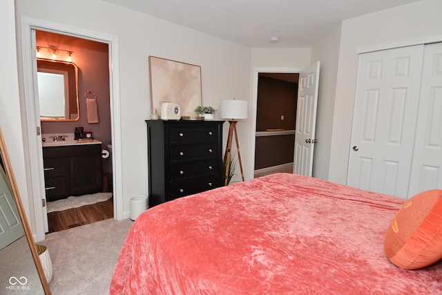 3110 W New York St, Indianapolis, IN 46222 - bedroom with carpet, a closet, a sink, and ensuite bathroom