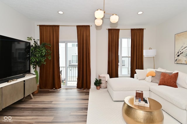 3110 W New York St, Indianapolis, IN 46222 - living area with wood finished floors and recessed lighting