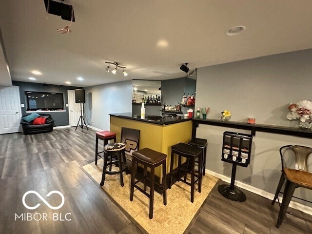 6155 W Bayfront, Mccordsville, IN 46055 - indoor dry bar featuring wood finished floors, baseboards, and recessed lighting