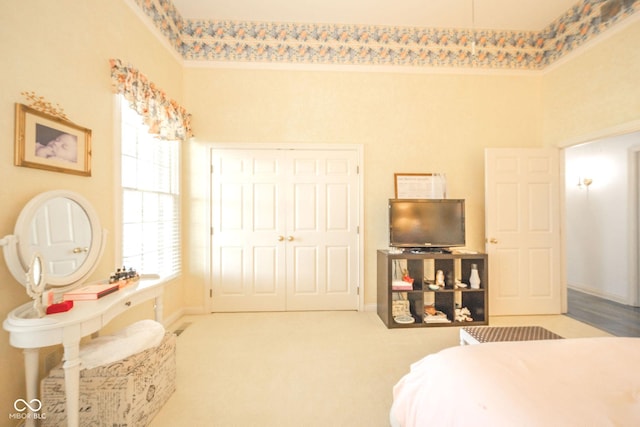 1105 Deer Creek Dr, Anderson, IN 46011 - carpeted bedroom with a high ceiling, baseboards, and a closet