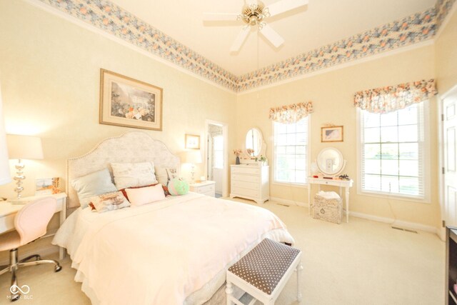 1105 Deer Creek Dr, Anderson, IN 46011 - carpeted bedroom featuring baseboards and ceiling fan
