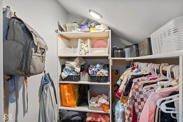 spacious closet with vaulted ceiling