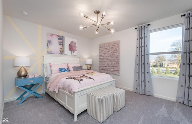 591 Dalton Way, Avon, IN 46123 - bedroom with a chandelier, carpet, and baseboards