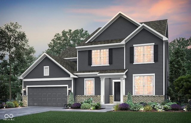591 Dalton Way, Avon, IN 46123 - traditional-style house with brick siding, roof with shingles, concrete driveway, and a garage