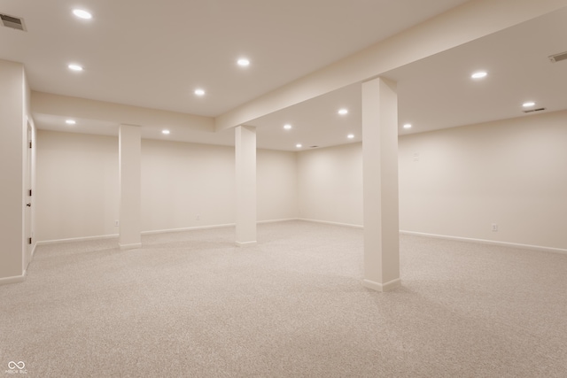 7406 N Washington Blvd, Indianapolis, IN 46240 - finished basement featuring light colored carpet, recessed lighting, and baseboards