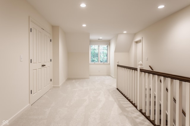 7406 N Washington Blvd, Indianapolis, IN 46240 - hall with recessed lighting, light colored carpet, and baseboards