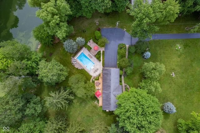 17216 W Hunnicut Rd, Cambridge City, IN 47327 - view from above of property featuring a pool