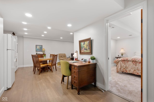 17216 W Hunnicut Rd, Cambridge City, IN 47327 - dining space with recessed lighting and light wood-type flooring