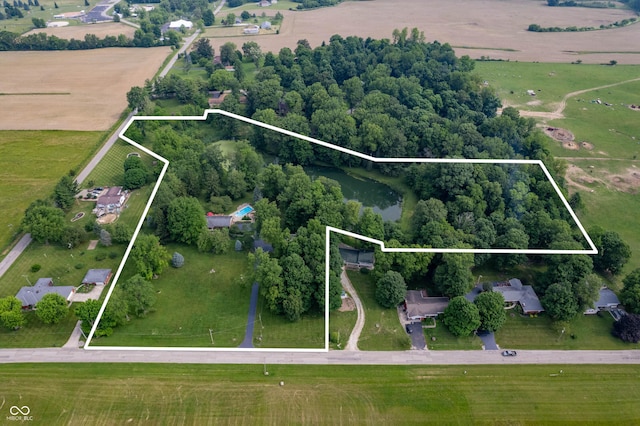 17216 W Hunnicut Rd, Cambridge City, IN 47327 - aerial view of sparsely populated area featuring property boundaries highlighted