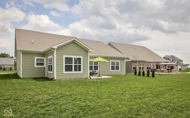 3622 S Setting Sun Ln, New Palestine, IN 46163 - back of house featuring a patio area, a lawn, an outdoor living space, and a gazebo