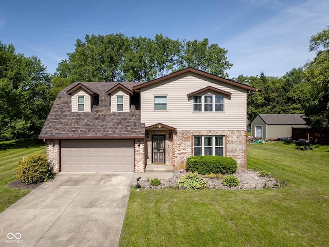 16226 Montrose Ln, Westfield, IN 46074 - traditional-style house with brick siding, driveway, a front lawn, and an attached garage