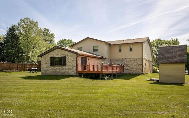 16226 Montrose Ln, Westfield, IN 46074 - rear view of house with brick siding and a wooden deck