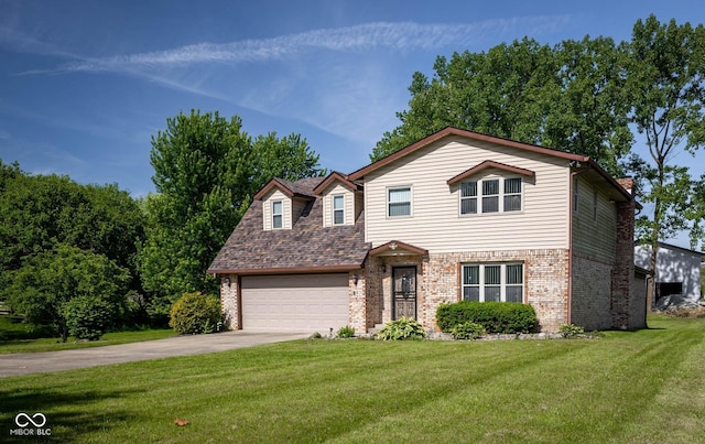 16226 Montrose Ln, Westfield, IN 46074 - view of front of home featuring brick siding, an attached garage, driveway, a front yard, and a chimney