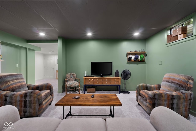 3781 S Station Dr, Columbus, IN 47203 - living area with carpet flooring, recessed lighting, and baseboards