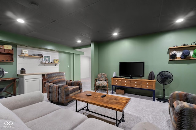 3781 S Station Dr, Columbus, IN 47203 - living room featuring carpet flooring, recessed lighting, and baseboards