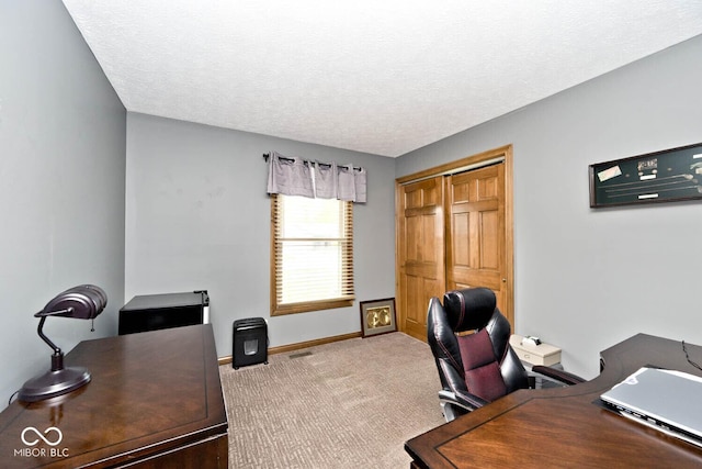 551 Windward Ln, Plainfield, IN 46168 - carpeted home office featuring baseboards and a textured ceiling