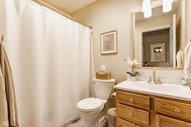 14291 Holly Berry Cir, Fishers, IN 46038 - bathroom featuring toilet, backsplash, and vanity