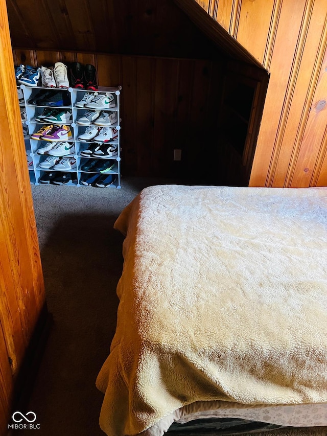 4850 E University Ave, Indianapolis, IN 46201 - carpeted bedroom featuring wooden walls