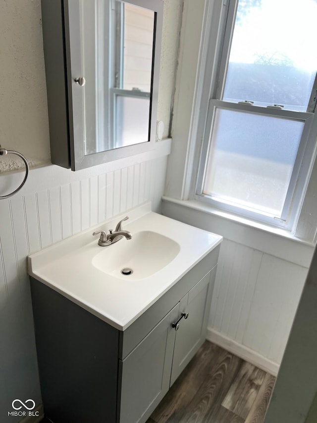 4850 E University Ave, Indianapolis, IN 46201 - bathroom featuring wood finished floors and vanity