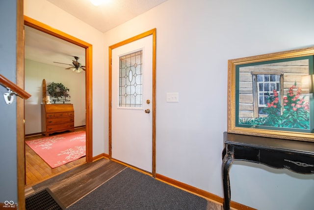 5388 W Hazelrigg Rd, Thorntown, IN 46071 - foyer featuring ceiling fan and baseboards