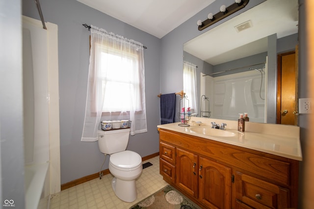 5388 W Hazelrigg Rd, Thorntown, IN 46071 - bathroom featuring tile patterned floors, vanity, toilet, and baseboards