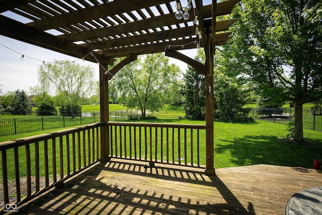 11727 Wedgeport Ln, Fishers, IN 46037 - deck featuring a pergola and view of scattered trees