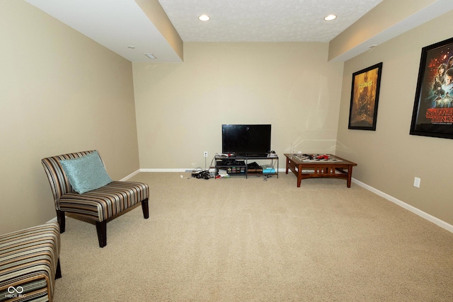 11727 Wedgeport Ln, Fishers, IN 46037 - sitting room with baseboards, carpet floors, and recessed lighting