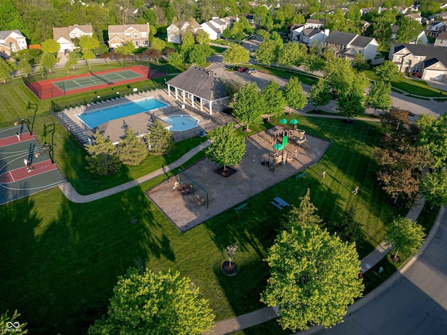 11727 Wedgeport Ln, Fishers, IN 46037 - aerial view of residential area with a pool area